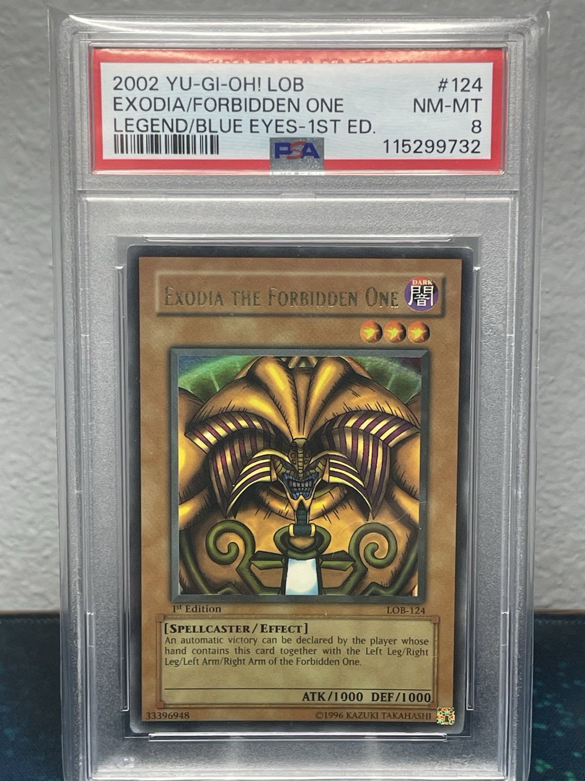 Yu-Gi-Oh PSA 8 2002 LOB 1st Edition Exodia the Forbidden One