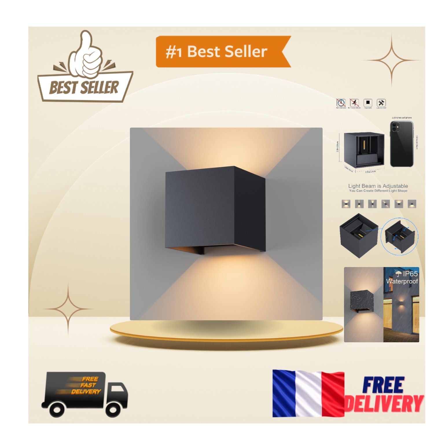 Applique murale K-Bright en aluminium au design moderne épuré