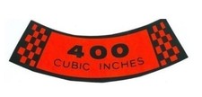400 Cid Air Cleaner Decal For 1974-1976 Mercury Cougar 400 Cid Air Cleaner Decal For 1974-1976 Mercury Cougar
