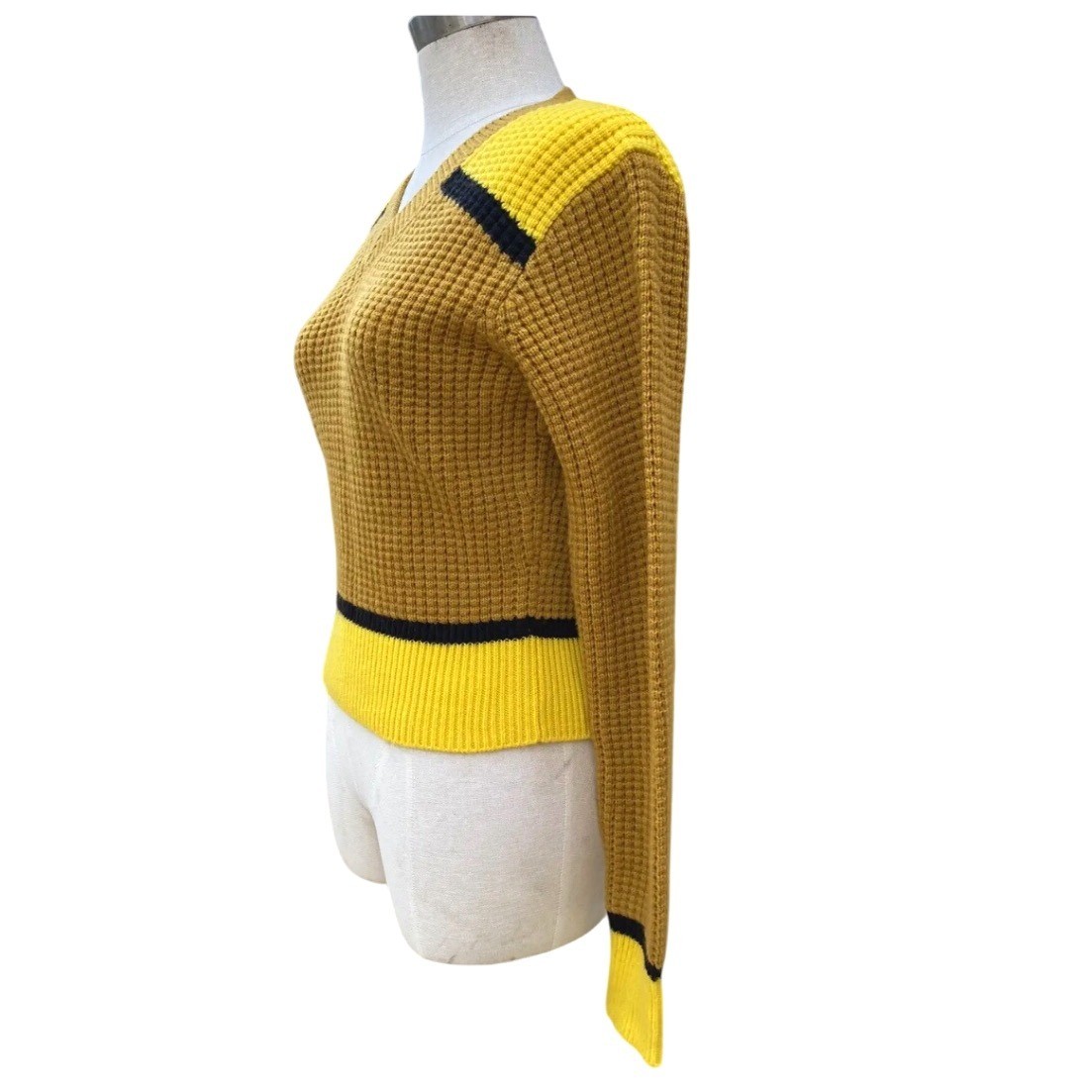 MARNI x Uniqlo Cropped Sweater Women's Popcorn Knit Yellow Brown XS Preppy Y2K thumbnail 18