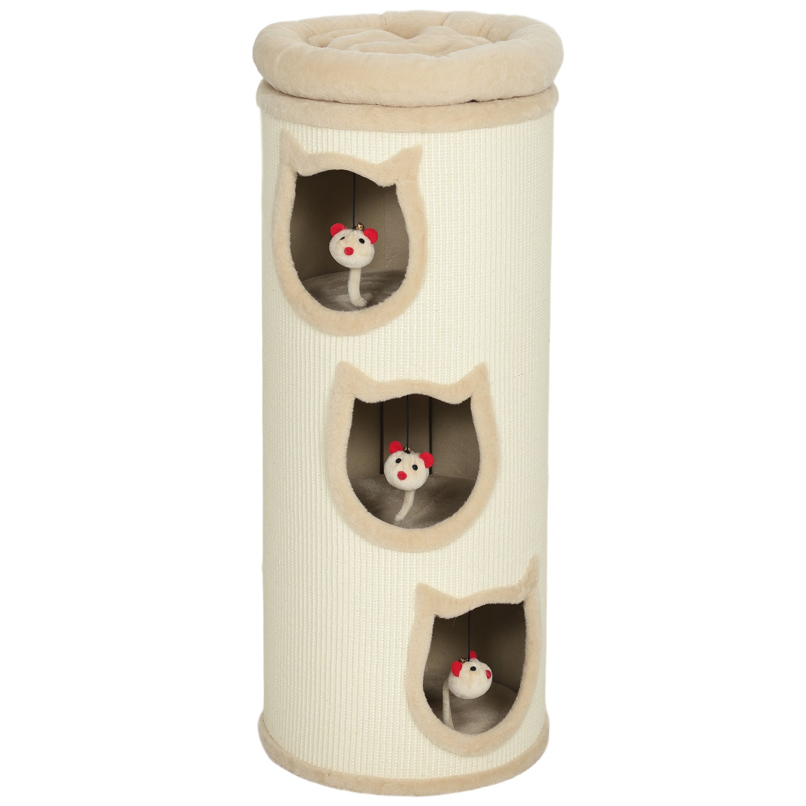 Torre tiragraffi per gatti alta 96 cm con 3 casette