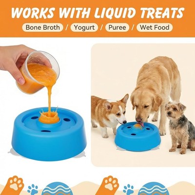 Dog Lick Bowl With Rolling Ball Slow Feeder Enrichment Toy For Dogs