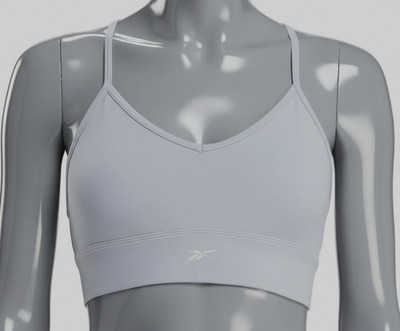 Reebok Womens Blue Workout Ready Tri Back Medium Impact Sports Bra Size L