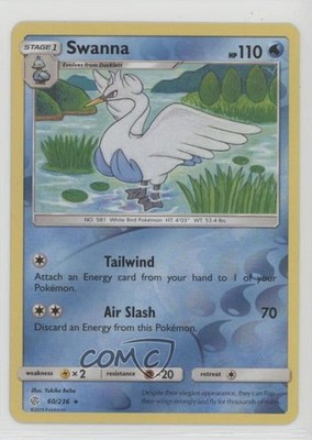 Swanna Reverse Foil Pokémon Sun & Moon Cosmic Eclipse #60