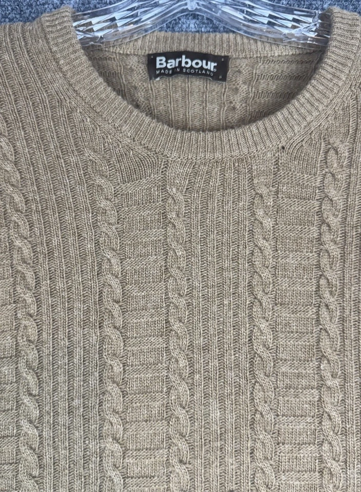 Pulôver masculino Barbour Fishermen's lã de cordeiro cashmere Donegal com cabo robusto 2XL - Imagem 2 de 4