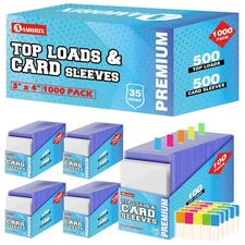 1000 Trading Cards Sleeves Top Loads, 3"X4" Baseball Card Protectors Hard Pla...