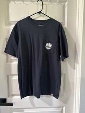 Carhartt Men  s Navy Short Sleeve Crew Neck Knit Logo Pocket T-Shirt M
