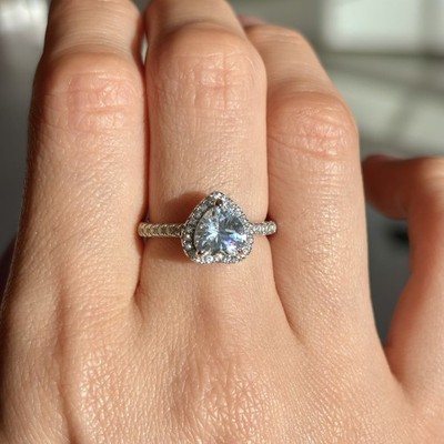 1 kt herzförmiger Zirkon Sterlingsilber Ring - verstellbar, Lagerauflösung 