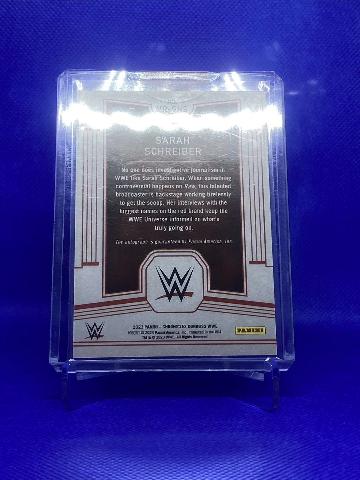 2023 Panini Chronicles WWE Voices of the Ring Signatures Sarah Schreiber Auto