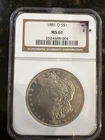 1881 o morgan silver dollar Ms61