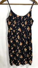Pre-owned SO Good For Life Womens LG Babydoll Short Dress Black Floral Tie Front
