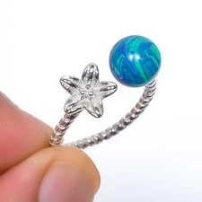 Azurite Malachite Gemstone Handmade Antique Design Ring Adjustable (R159)
