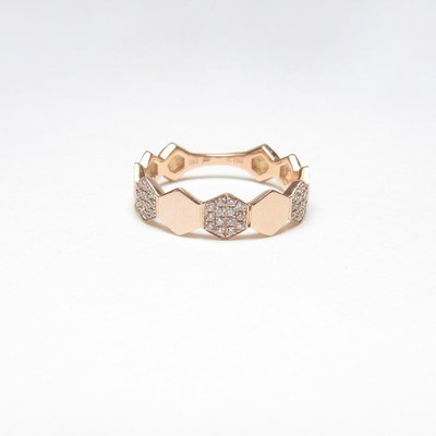 SOPHIA COLLECTION 14K Rose Gold Natural Brilliant Cut Diamond Hexagon Ring 0.09