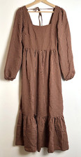BRAVE SOUL - GINGHAM MAXI DRESS - SIZE XS - BLACK / BROWN