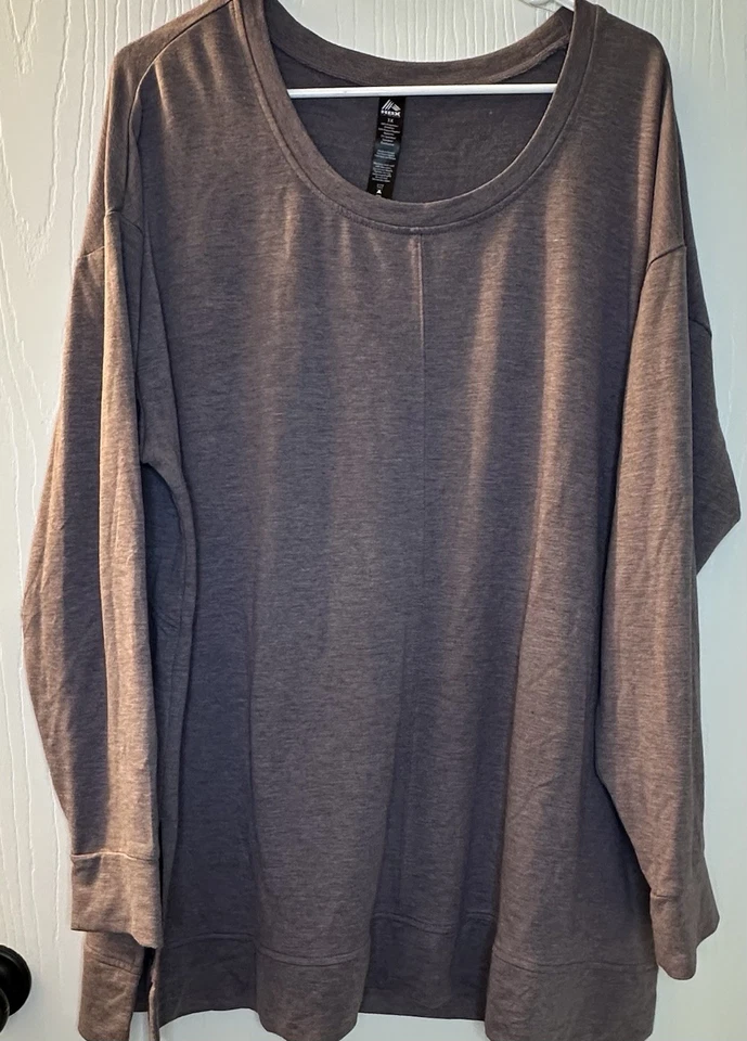 RBX Púrpura Vino Gris Manga Larga Sólida Camisa Mujer’s 3x Foto 2 de 4