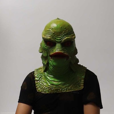 Halloween Animal Fish Head Mask Creature from Black Lagoon Overhead Latex Helmet