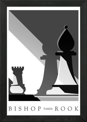 Bischof nimmt Turm Schach gerahmtes Wandbild Poster Leinwanddruck Bild