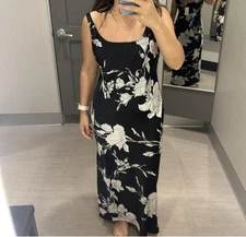 Women's A New Day Floral Print Sleeveless Dress Black Size Unspecified