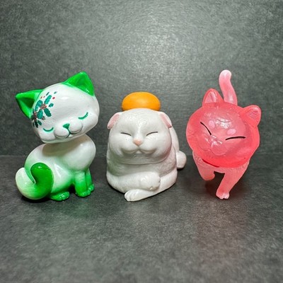 C1846 Set of 3 Cat Animal Mini Figures Gashapon Bandai Japan 2 '' M22