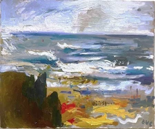 Seascape Surrealism Portrait Modern Dali  20"x24" Oil Painting Original Signed