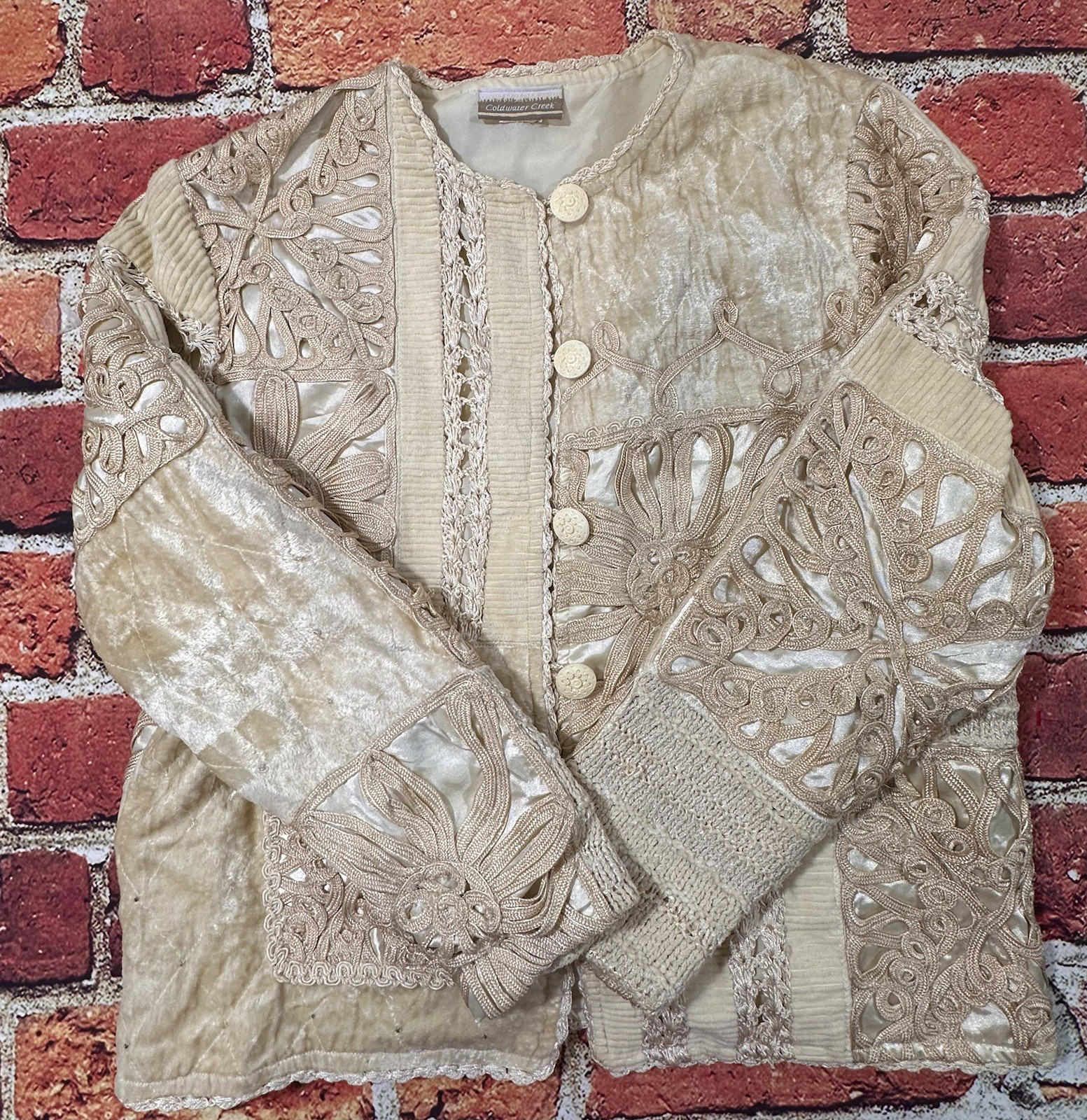 COLDWATER CREEK PATCHWORK JACKET MEDIUM VELVET EM… - image 12