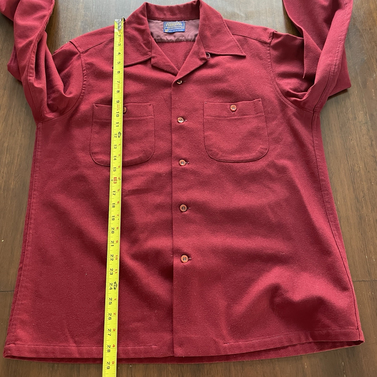 Vtg 70's Pendleton Loop Collar Red Pure Virgin Wo… - image 10