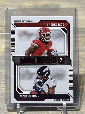 2023 Panini Contenders Round Numbers Marvin Mims Rashee Rice 2nd Rd Red Foil #12