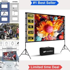 120 Inch Projector Screen and Stand 16:9 160 Degree Viewing Foldable Wrinkle