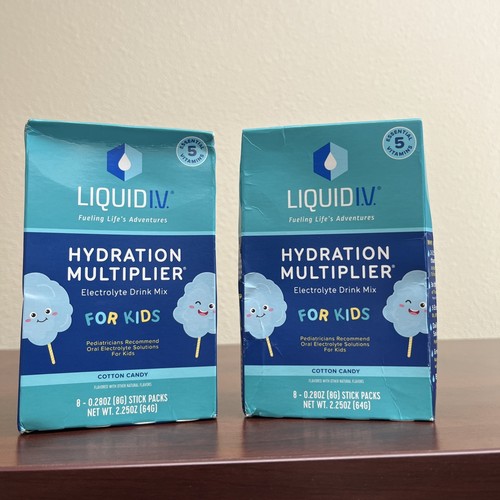 Liquid IV Kinder Hydration Multiplikator Elektrolyt Getränk Mix Zuckerwatte Ablaufdatum 8/25