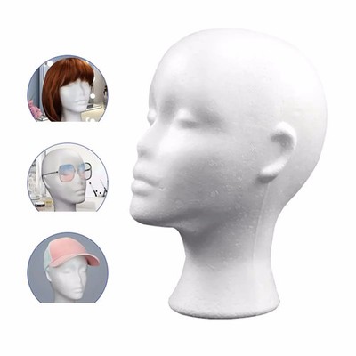 Styropor Schaumstoff Kopf Attrappe Schaufensterpuppe weibliches Modell für Hut, Haar Perücken Display