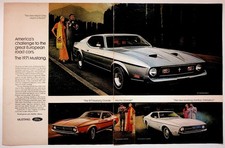 Ford Mustang 1971 Mach 1 Grande techo rígido original revista anuncio impreso años 70
