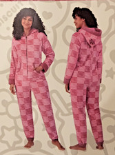 NEW Hello Kitty Women's 1 piece Fleece Hoodie Pajamas Union Suit Size L Sanrio