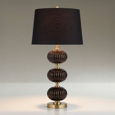 Possini Euro Grace 30" High Black Glass Table Lamp with Dimmer