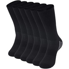 Viscose Bamboo Socks, Unisex Cushioned Large 3-pairs Black Crew Socks
