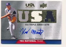 KENNY MATHEWS 2009 UPPER DECK USA BASEBALL #TJA16U-KM JERSEY PATCH AUTO MINT