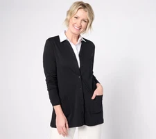 Fashion Women's Top Sweater Sz S Essentials Pima Cotton Button Black A395161