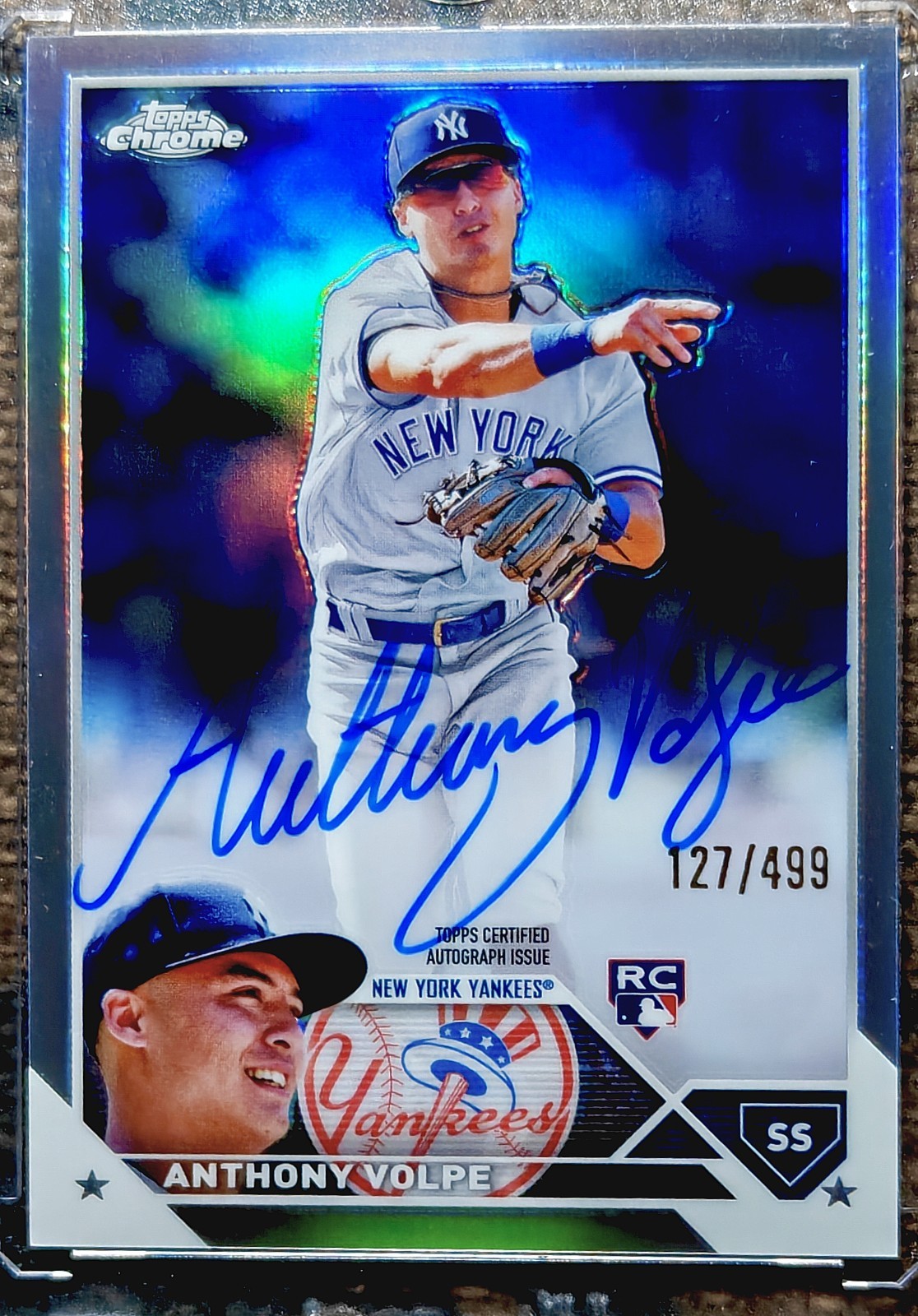 ANTHONY VOLPE 2023 TOPPS CHROME REFRACTOR AUTO #127/499 MINT