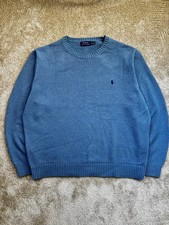 Vintage Polo Ralph Lauren Cotton Knit Sweater Crewneck Baby Blue Size XXL