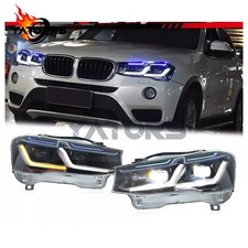 For BMW X3 X4 F25 2011-2018 F26 Clear LED Headlights Assembly Front Lamp 1 Pair