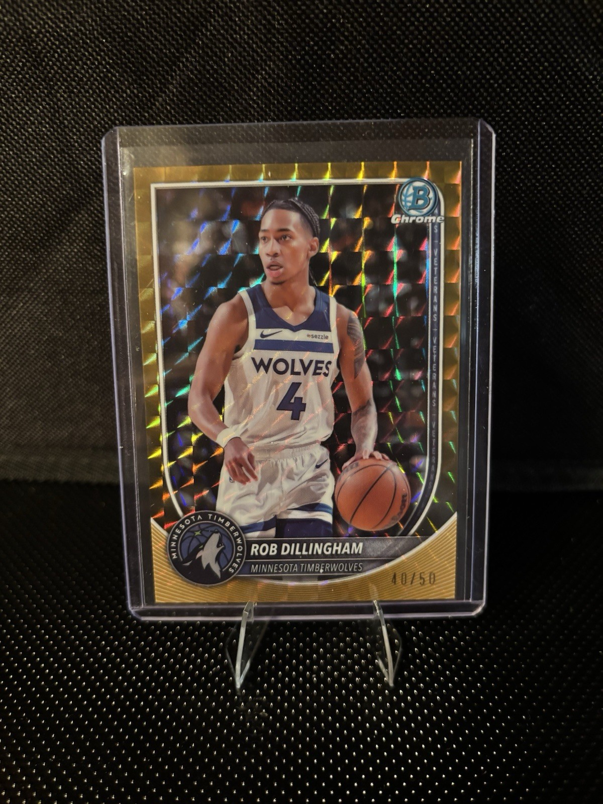 2025-26 Bowman Chrome Rob Dillingham Gold Geometric Refractor 40/50 #BCV-182