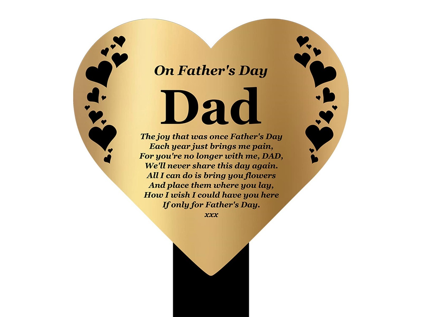 Dad Heart Memorial Stake – Gold Acrylic Plaque with Ground Stake, UK Dispatch