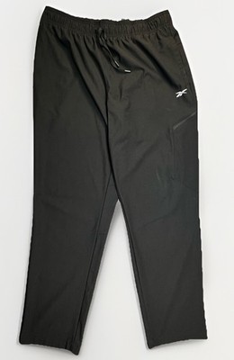 Reebok Track Pants Mens L Black Athletic Joggers Training Workout Activewear-217