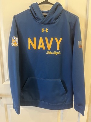 【NAVY】Angevil sweatshirt Under Armor Youth Navy Blue Angels Hoodie. Embroidered, Cold Gear