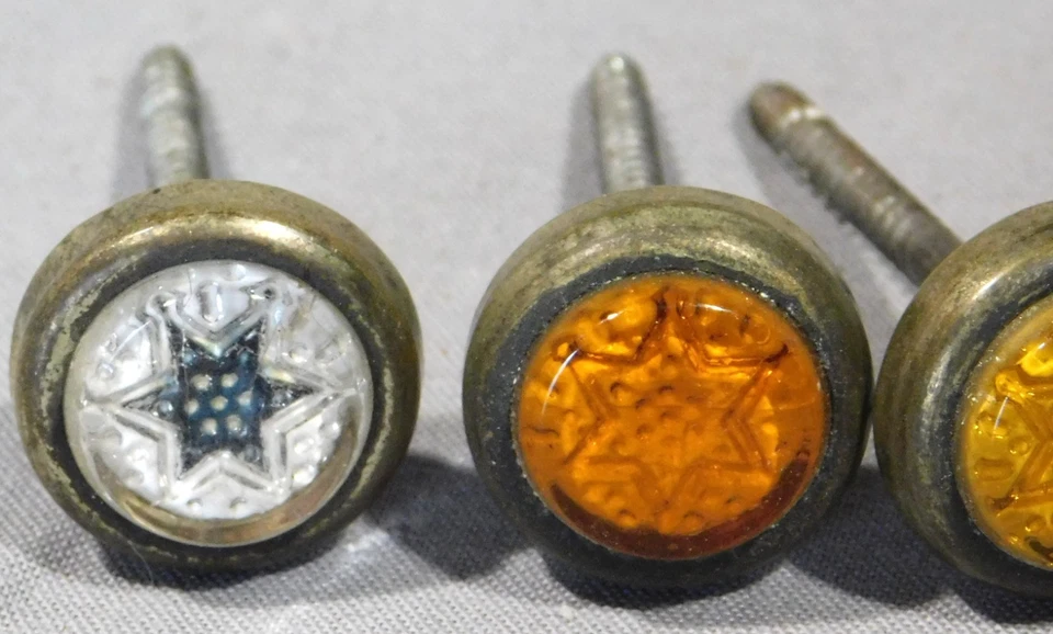 Antiguo juego de 4 tornillos de atar cortinas victorianas cortinas sulfuro vidrio estrellas Foto 3 de 4