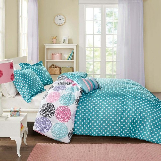 rainbow polka dot comforter