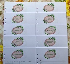 A5 Filofax Organiser Complete Paper Set - Finance, Menu, Notes Design - 61 Pages