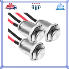 3 Pcs 12mm Prewired High Head Waterproof Push Button Latching 2A 12V/24V/125V/25