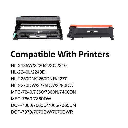5x toner TN450 i 2x jednostka perkusyjna DR420 pasuje do Brother HL-2270DW 2240 MFC-7360N - Zdjęcie 2 z 7