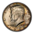 1964 50c Kennedy Half Dollar - PQ Thick Rainbow Toning - BU - SKU-H2691