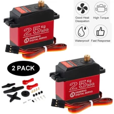 2 Pcs HIGH TORQUE METAL GEAR SERVO 25KG DIGITAL RC CARS BOATS WATERPROOF DS3225